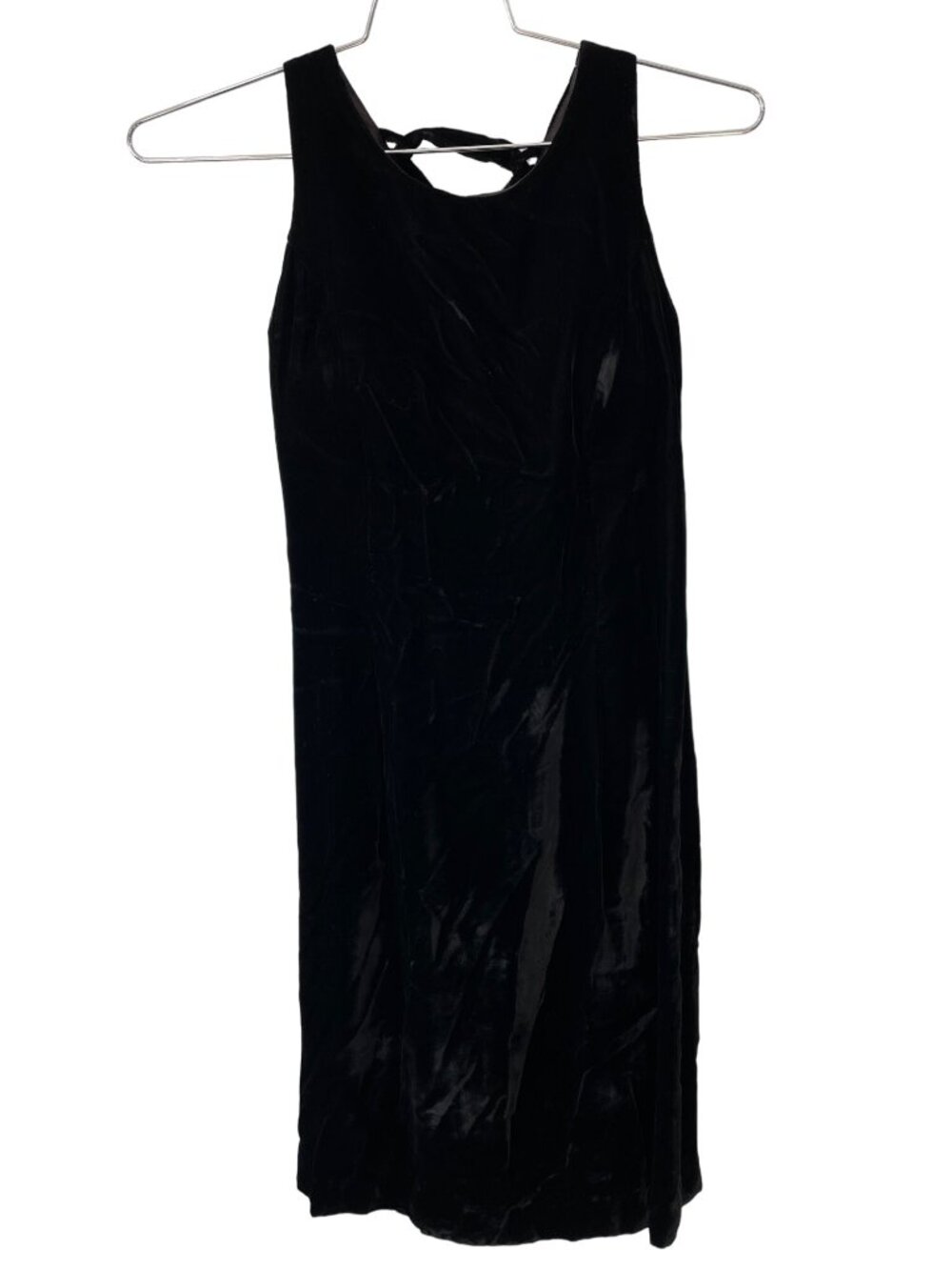 Vintage 80s Nadine Bow Velvet Dress Size 9 Sleeveless Black Cocktail Union